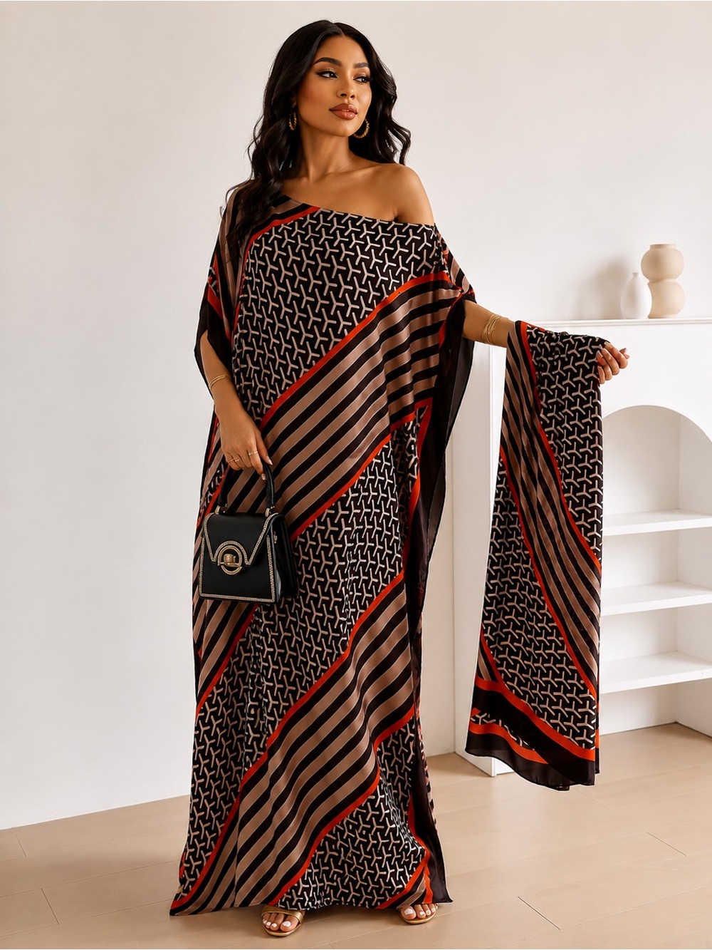 Boho Luxe Kaftan Maxi Dress | Off the Shoulder Resort Wear Vacation Glam Coverup